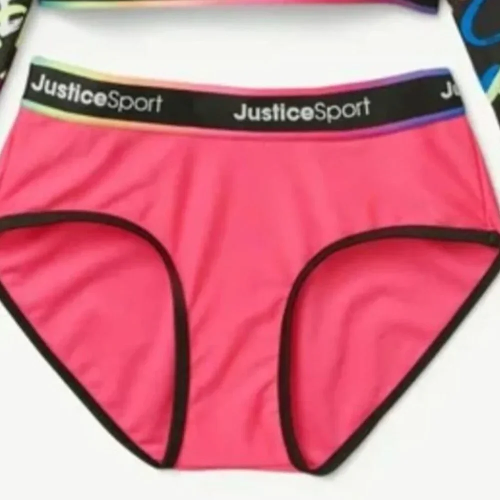 NWT Justice Sport Girls Pink Long Sleeve Rashguard Swimsuit Set L 12-14